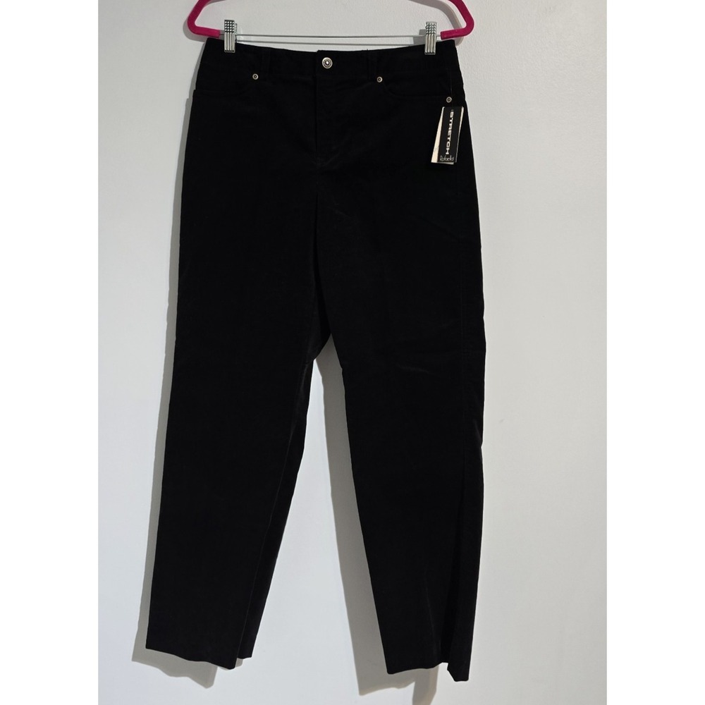 Raffaella Black Stretch Corduroy Pants Size 10 NWT Uncut High Waist Tapered
